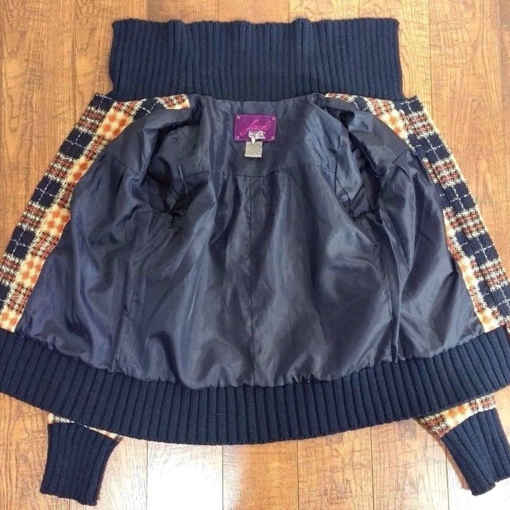 *SOLD* Jack by BB Dakota Knit Plaid Bomber Jacket - Picture 7 of 8